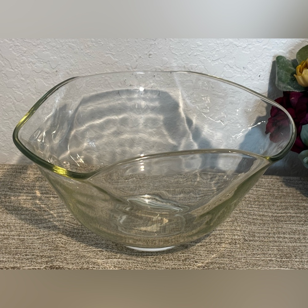 Vintage Mid-Century Anchor Hocking Wavy Fluted Clear Glass Serving Punch Bowl